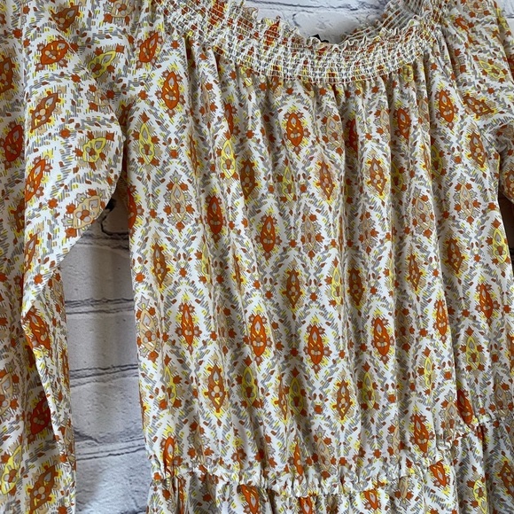 Sanctuary Yellow Gold Geometric Aztec Mid Dress Boho Cold Shoulder size Medium - Picture 11 of 13